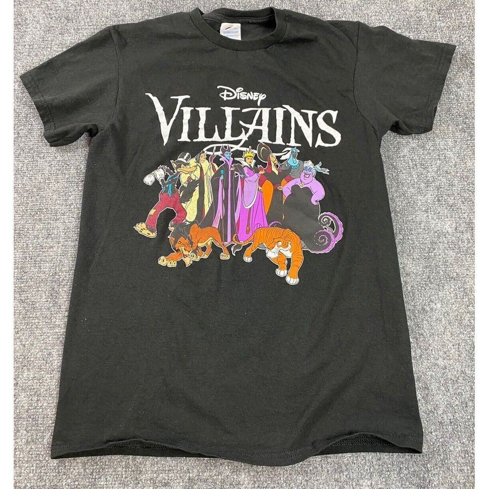 Disney Villains T Shirt Small Adult‎ Black 2005 Deadstock Cruella Ursula Scar